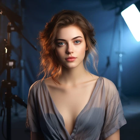 beautiful lady in a studio lighting 