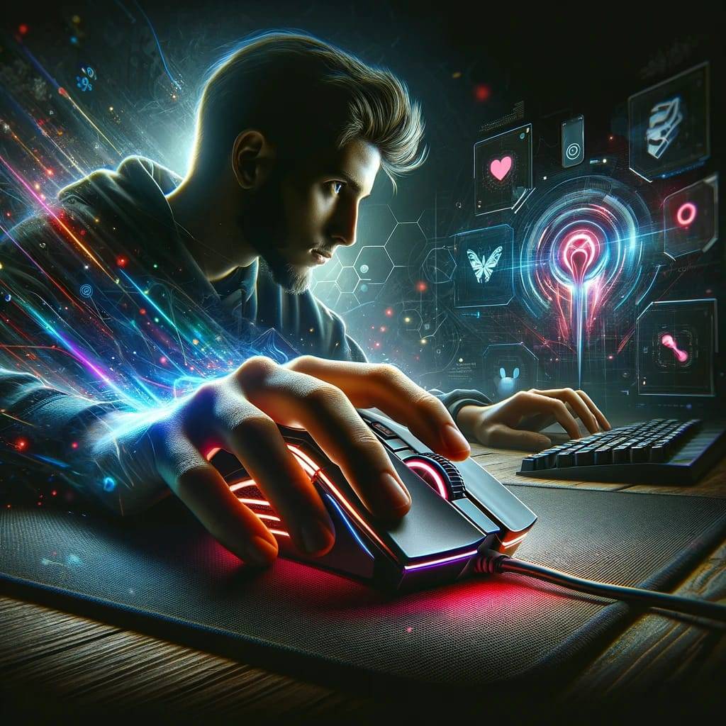 an image that captures the essence of competitive gaming, focusing on the crucial role of a high-performance gaming mouse.