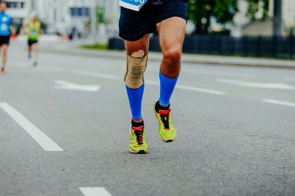 legs runner men in compression calf sleeves